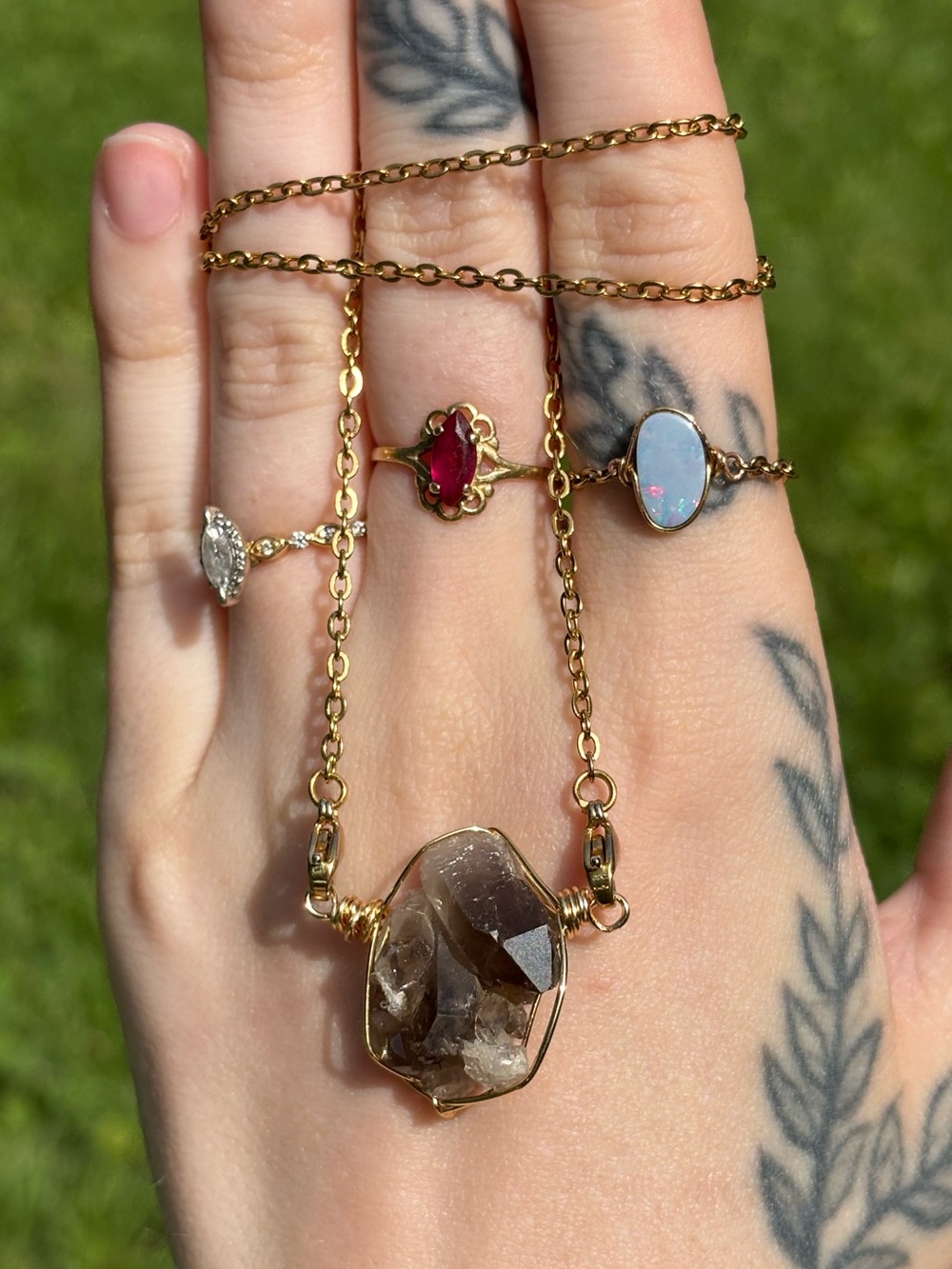 Druzy Smokey quartz interchangeable necklace